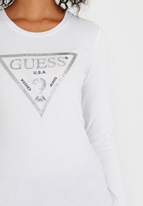 GUESS - Guess Fine Lines Logo Tee White