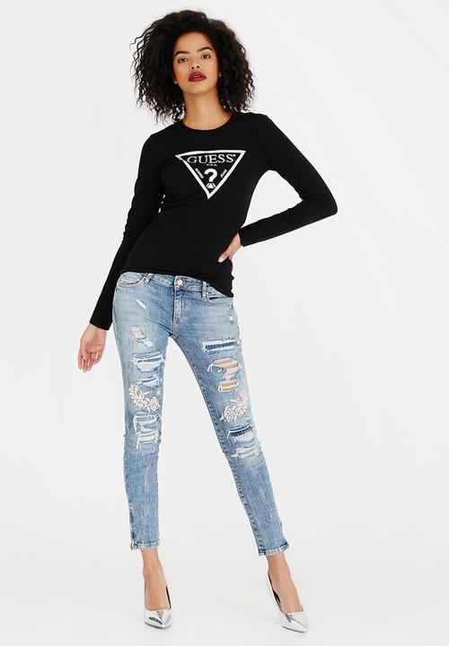 GUESS - Guess Fine Lines Logo Tee Black