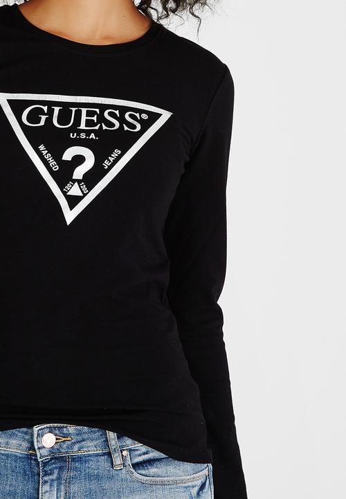 GUESS - Guess Fine Lines Logo Tee Black
