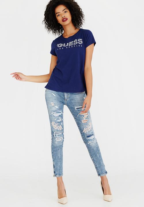 GUESS - Guess Triangle Logo Tee Navy