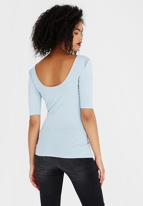 GUESS - Guess Half Sleeve Aniya Criss Cross Tee Blue