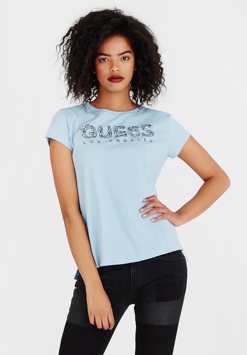 GUESS - Guess Triangle Logo Tee Pale Blue