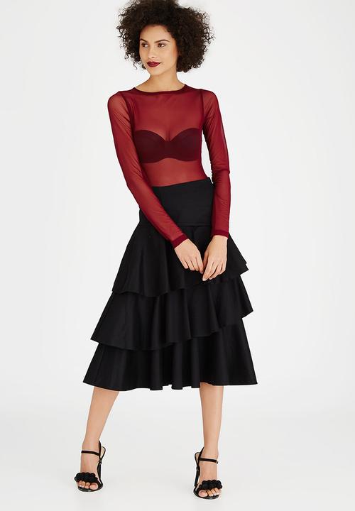 STYLE REPUBLIC - Frill Layer Midi Skirt Black