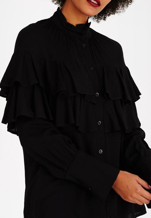 STYLE REPUBLIC - Volume Frill Blouse Black