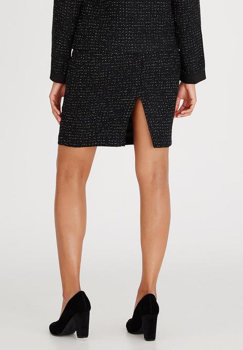edit - Metallic Tweed Skirt Black