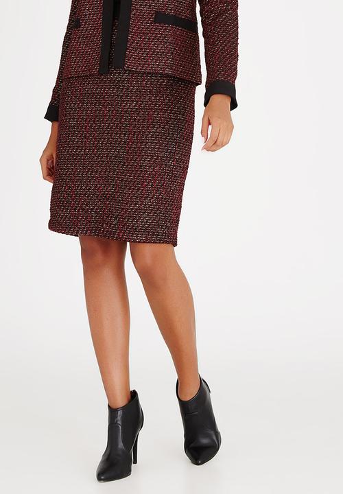 edit - Metallic Tweed Skirt Burgundy