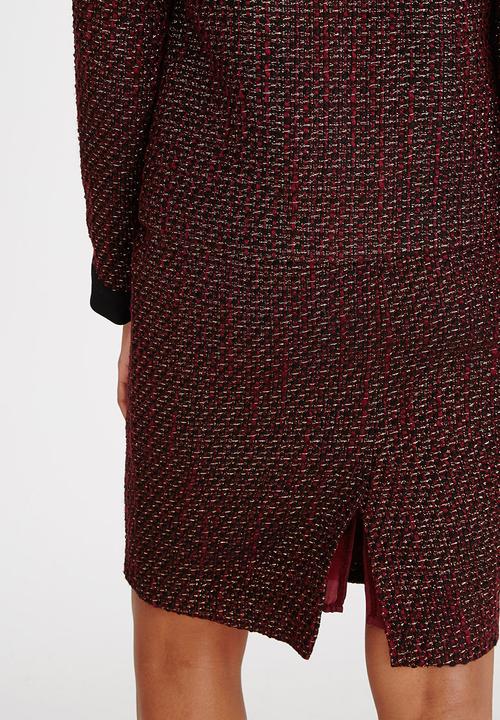 edit - Metallic Tweed Skirt Burgundy
