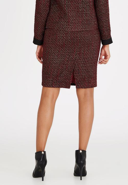 edit - Metallic Tweed Skirt Burgundy