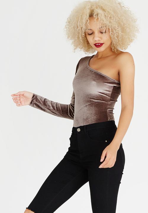 c(inch) - One Shoulder Bodysuit Stone