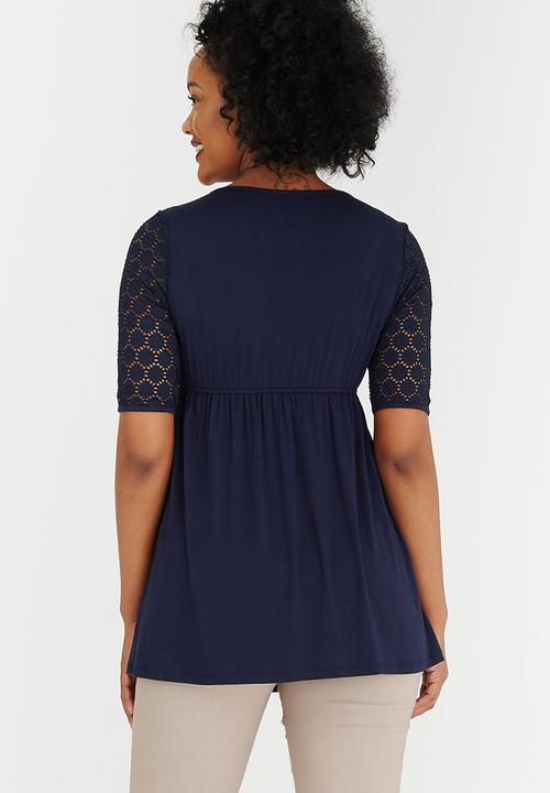 Cherry Melon - Lace Skater Top Navy