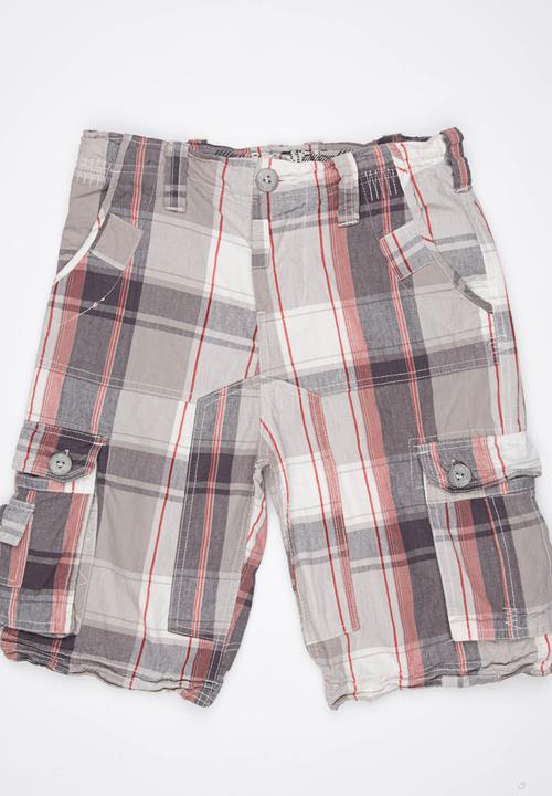 Brave Soul - Check Shorts Dark Red