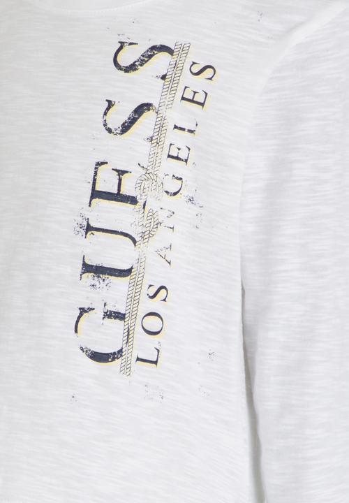 GUESS - L/S Guess Longer Length Tee White