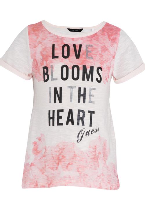 GUESS - High Low Printed Tee Pale Pink