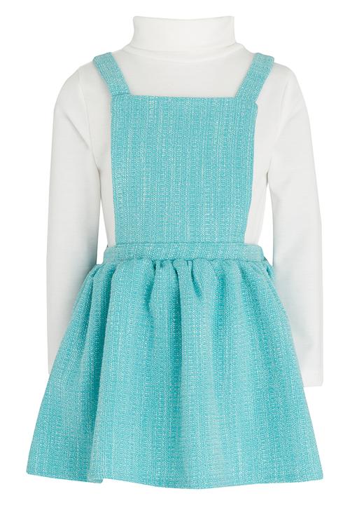 See-Saw - Dungaree Dress & Polar Neck Set Multi-colour