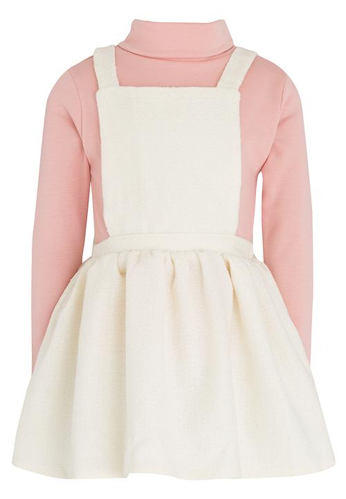 See-Saw - Dungaree Dress & Polar Neck Set Multi-colour