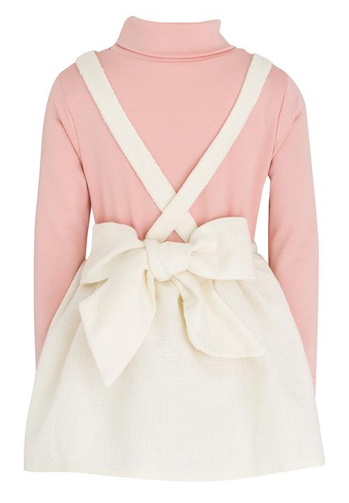 See-Saw - Dungaree Dress & Polar Neck Set Multi-colour