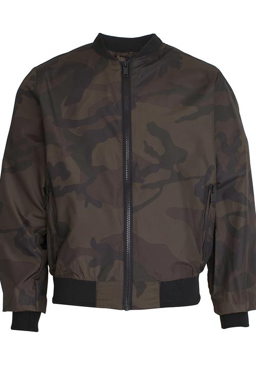 Brave Soul - Camo Bomber Jacket Khaki Green