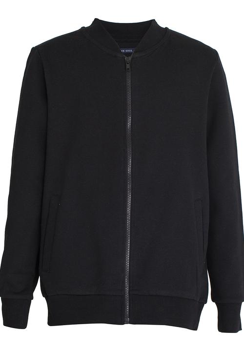 Brave Soul - Zip Through Sweater Black