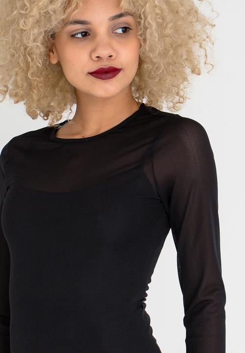 c(inch) - Mesh Long Sleeve Top Black