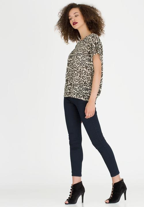 edit - Animal Print Knit Top Brown