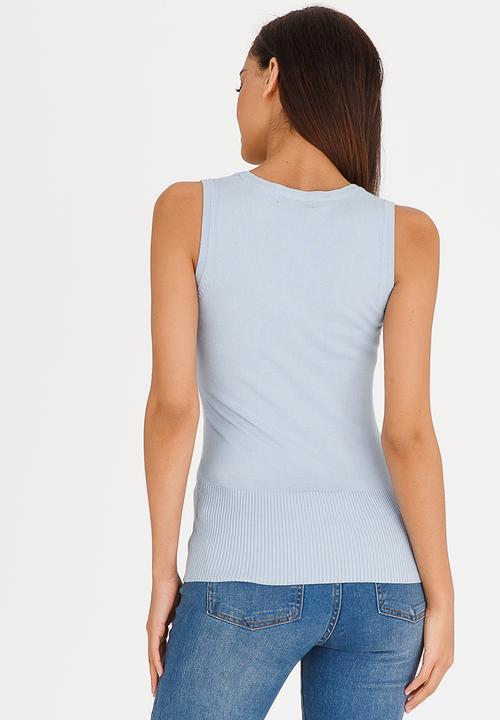 Passionknit - Multi Stud Scoop Neck Vest Pale Blue