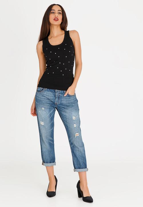 Passionknit - Multi Stud Scoop Neck Vest Black