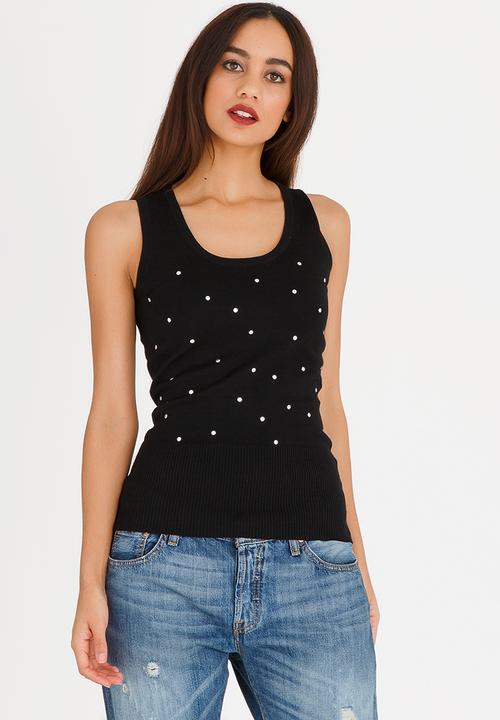 Passionknit - Multi Stud Scoop Neck Vest Black