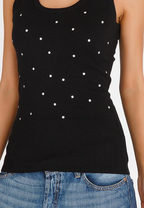 Passionknit - Multi Stud Scoop Neck Vest Black