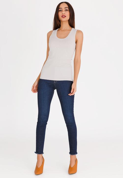 Passionknit - Multi Stud Scoop Neck Vest Stone