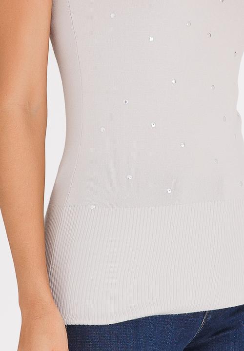 Passionknit - Multi Stud Scoop Neck Vest Stone