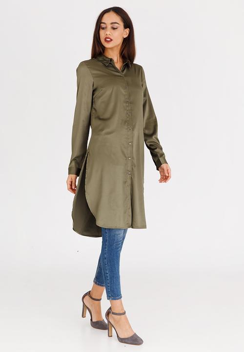 Vero Moda - Berta Longer Length Shirt Khaki Green