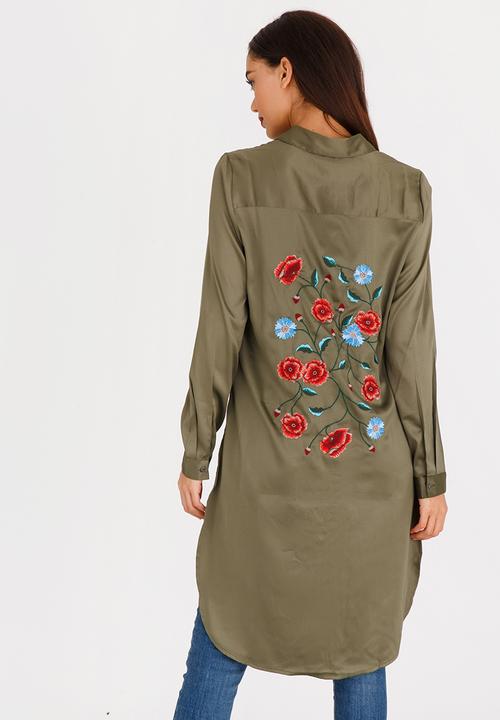 Vero Moda - Berta Longer Length Shirt Khaki Green
