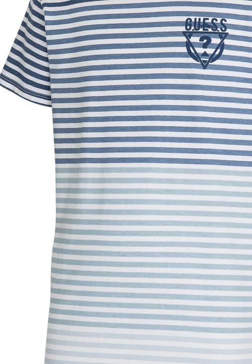 GUESS - S/S Stripe Dip Dye Tee Blue and White