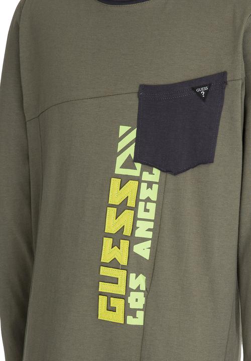 GUESS - L/S Guess Constrast Pocket Tee Khaki Green