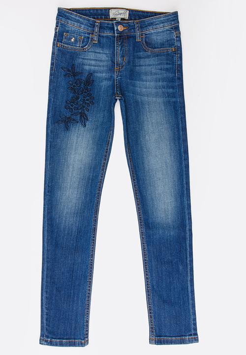 POLO - Chloe Embroidered Skinny Jean Mid Blue
