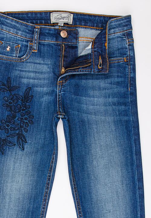 POLO - Chloe Embroidered Skinny Jean Mid Blue
