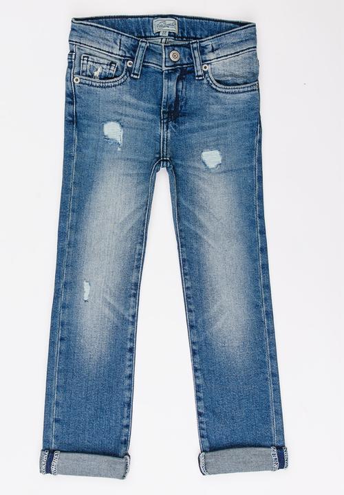 POLO - Liam Distressed Slim Fit Jean Mid Blue