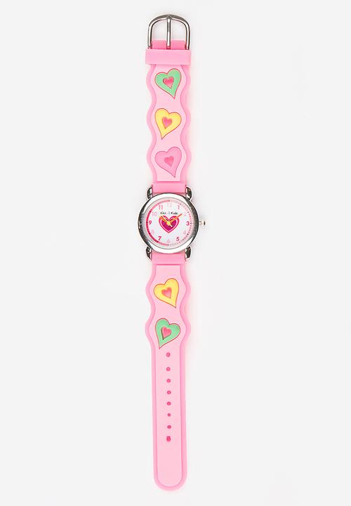 Cool Kids - Girls 3D Hearts  Watch Mid Pink