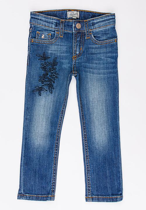 POLO - Chloe Embroidered Skinny Jean Mid Blue