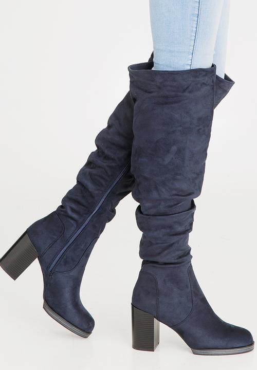 Plum - Orinoco Knee Length Boots Navy