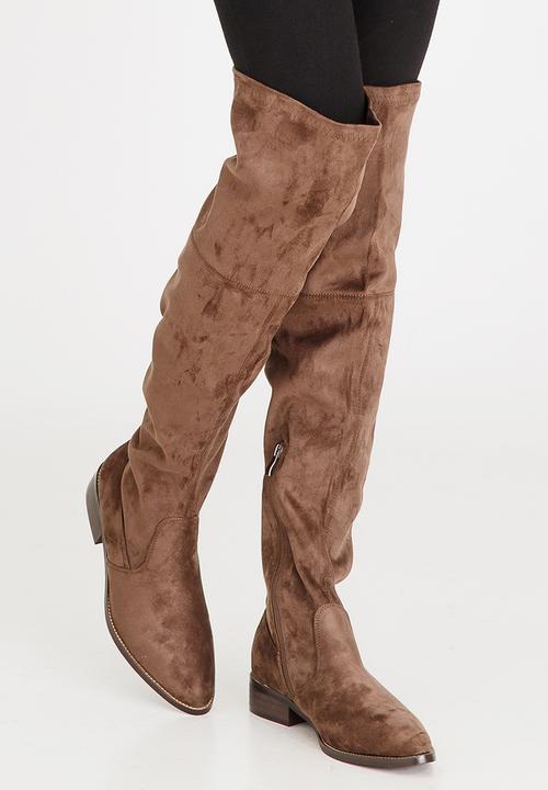 SISSY BOY - Thigh High Boots Taupe