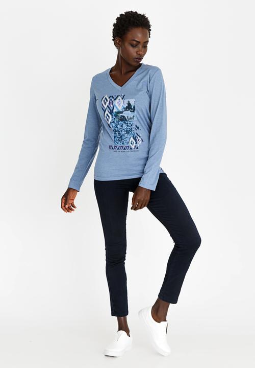 JEEP - V-neck Foil Tee Pale Blue
