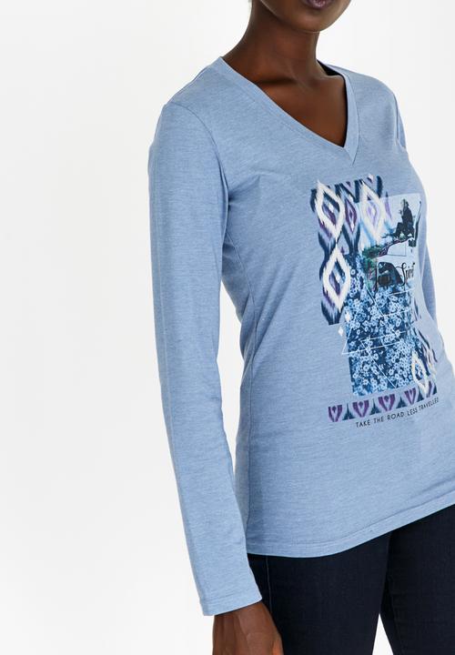 JEEP - V-neck Foil Tee Pale Blue