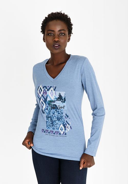 JEEP - V-neck Foil Tee Pale Blue