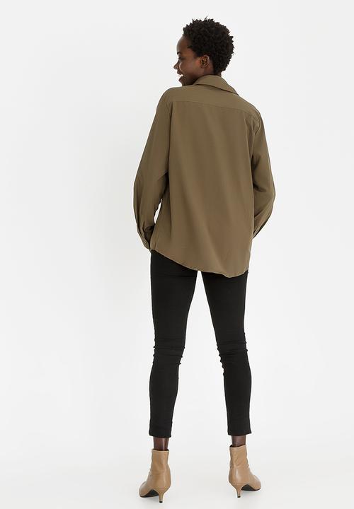 G Couture - Collar Detail Shirt Khaki Green