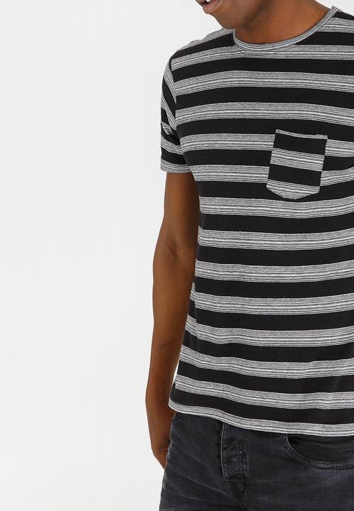 Brave Soul - Gravel Stripe Cotton Tee Black