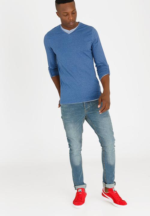 Brave Soul - Heirich V-neck Top Blue