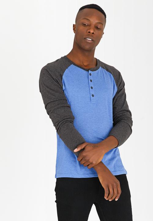 Brave Soul - Rasmus Crew Neck Raglan Top Blue