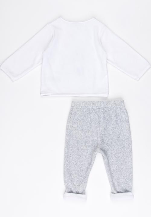 Babaluno - Velour Jacket & Pant Set White