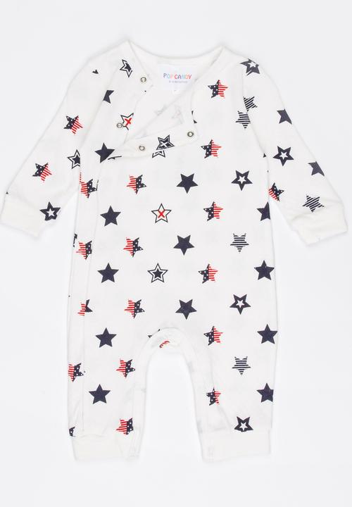 Pop Candy - Printed Sleepsuit White